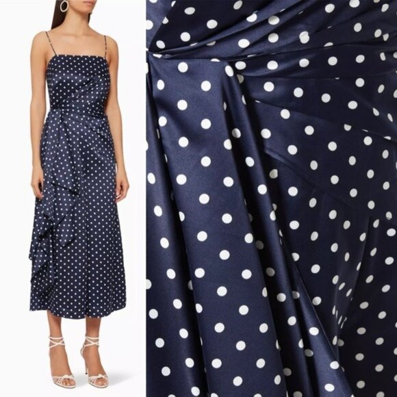 Keepsake foolish jumpsuit satin navy blue white polka dots sleeveless drape 6 - Picture 2 of 13